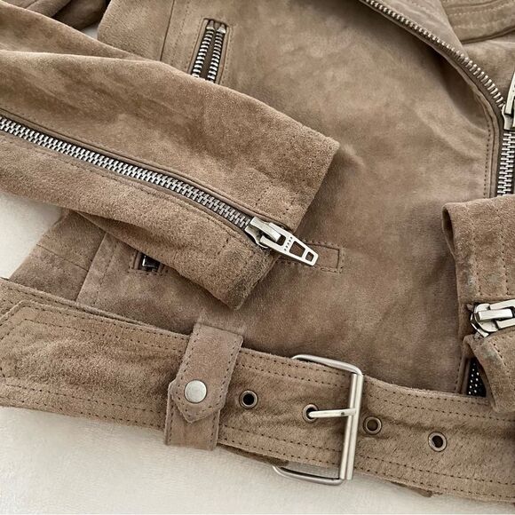Blank NYC Sand Stoner Moto Jacket Genuine Suede, Size S - Picture 4 of 16